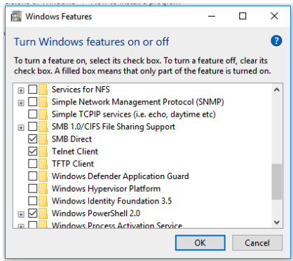 Turn Windows Features On/Off